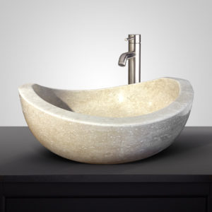 Beige Butterfly Marble Vessel Sink